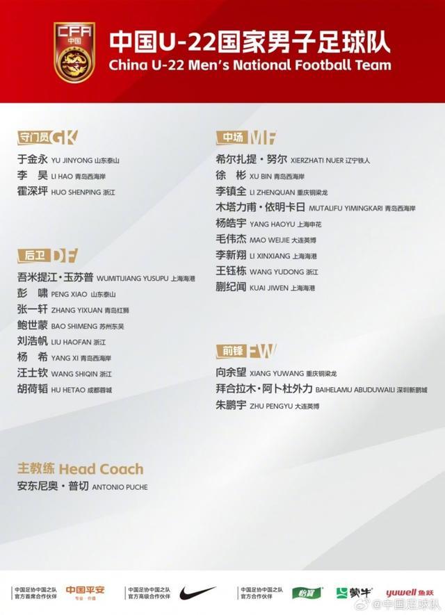 333体育|电竞-官方网站-U22国足23人最终名单：王钰栋领衔，玄智健落选，胡荷韬压哨入选